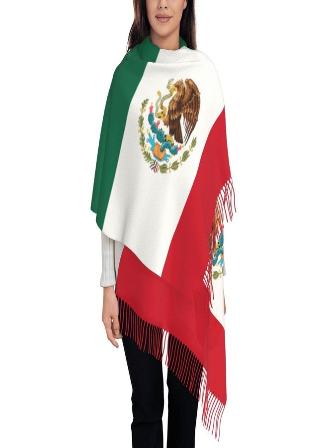 Bagea-Ka Mexico Flag Pattern Scarf Long Shawl Wraps Pashmina for Women Girls with Tassels Soft Warm Cozy - Image 2